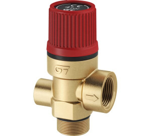 Safety relief angle valve with pressure gauge connection-3 bar